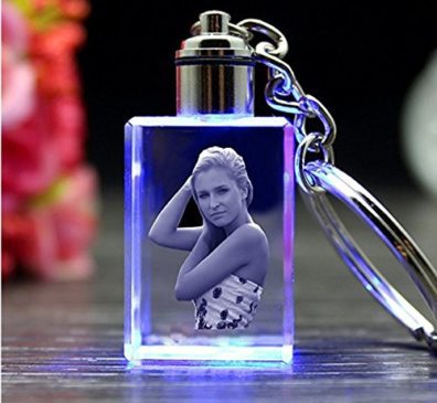 Personalized Laser Engraved Crystal Cube Key Chain