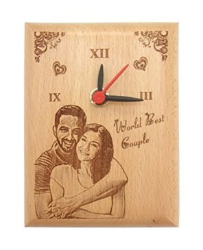 Wooden Photo Clock By Engraving