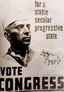 Old Indian Print Ads -1952 congress nehru campaign ad