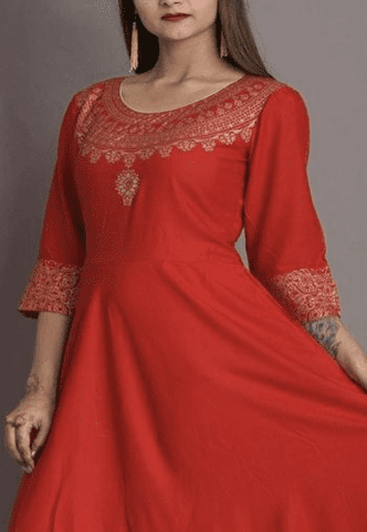 round neck kurti design