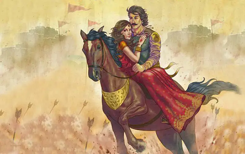 Prithviraj chauhan with Sanyogita on horse