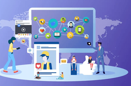 Illustration showing how the Social Media Algorithm for Views connects content, users, and engagement signals to increase views and reach across platforms.
